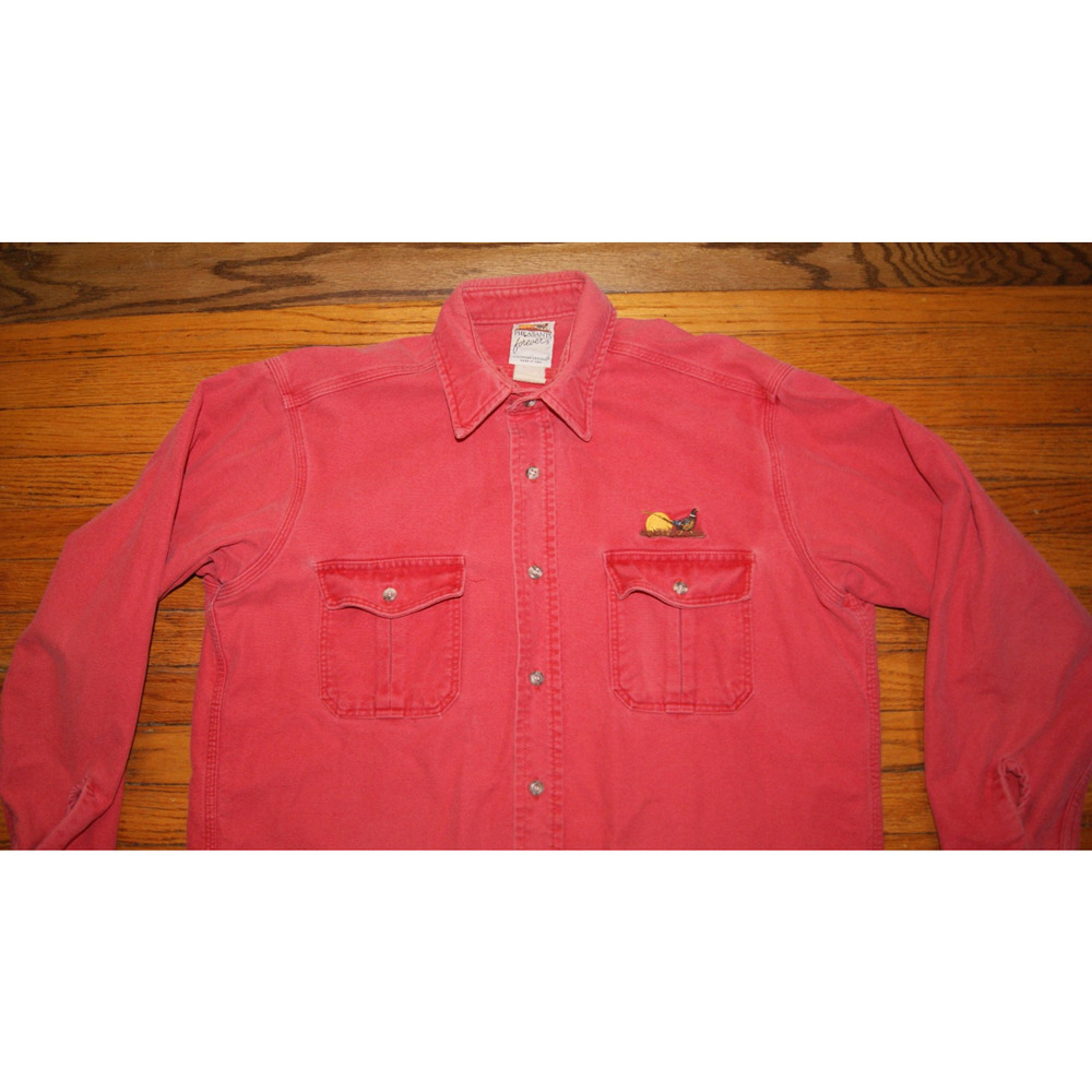Vintage 90s Pheasants Forever Mens XL Red Long Sleeve Button Shirt USA Made